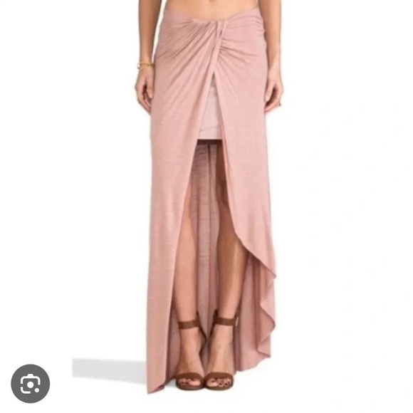 Free People Maxi Slubby Column Asymmetrical Skirt in gray lilac - Picture 1 of 8